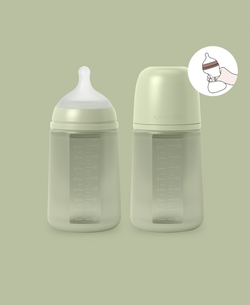 Suavinex Biberon din silicon 240ml Colour Essence SX Pro debit mediu verde