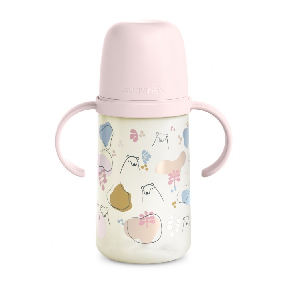 Suavinex Cana cu cioc din silicon Bears roz 270 ml