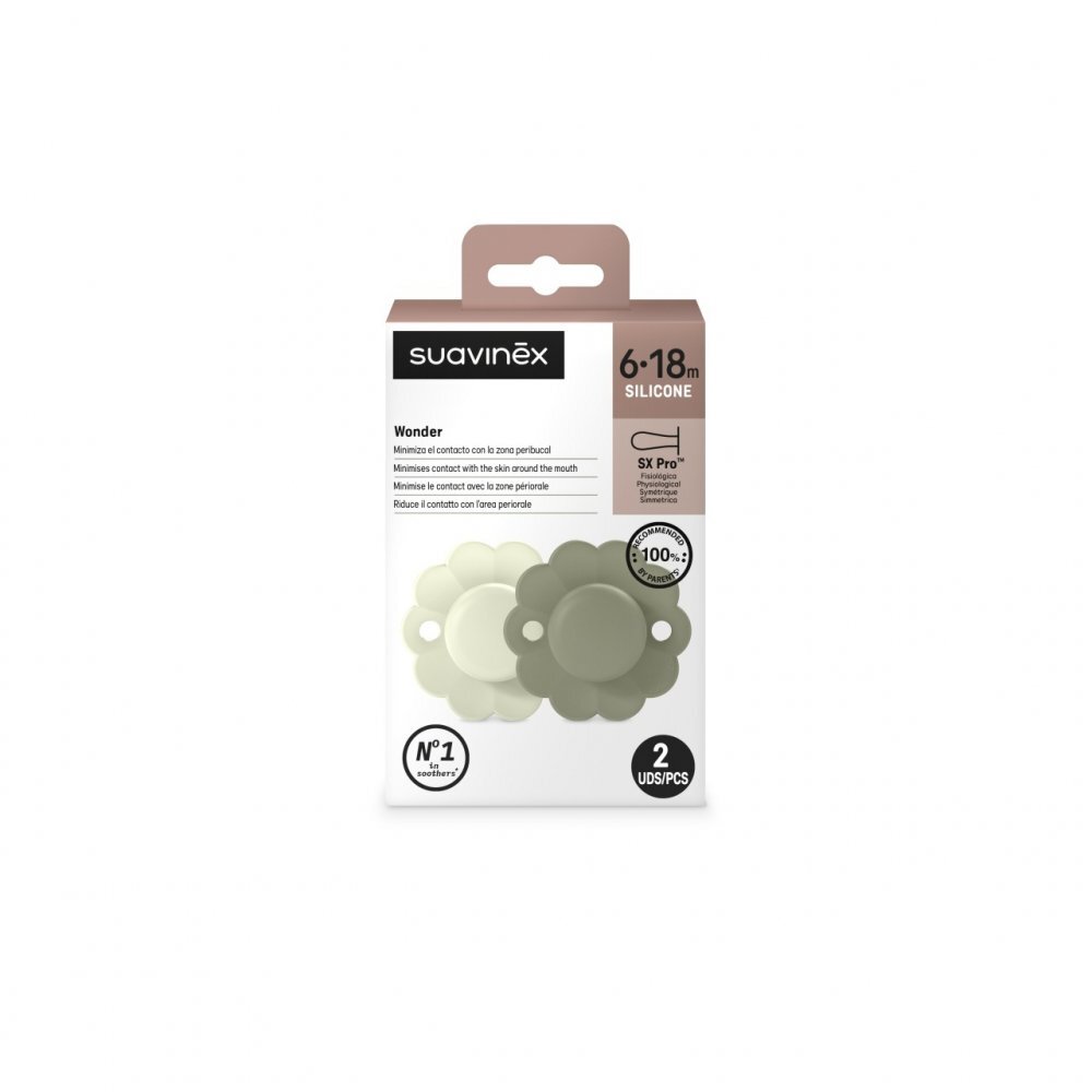 Suavinex Set 2 suzete fiziologice 6-18 luni verde Wonderland Butterfly