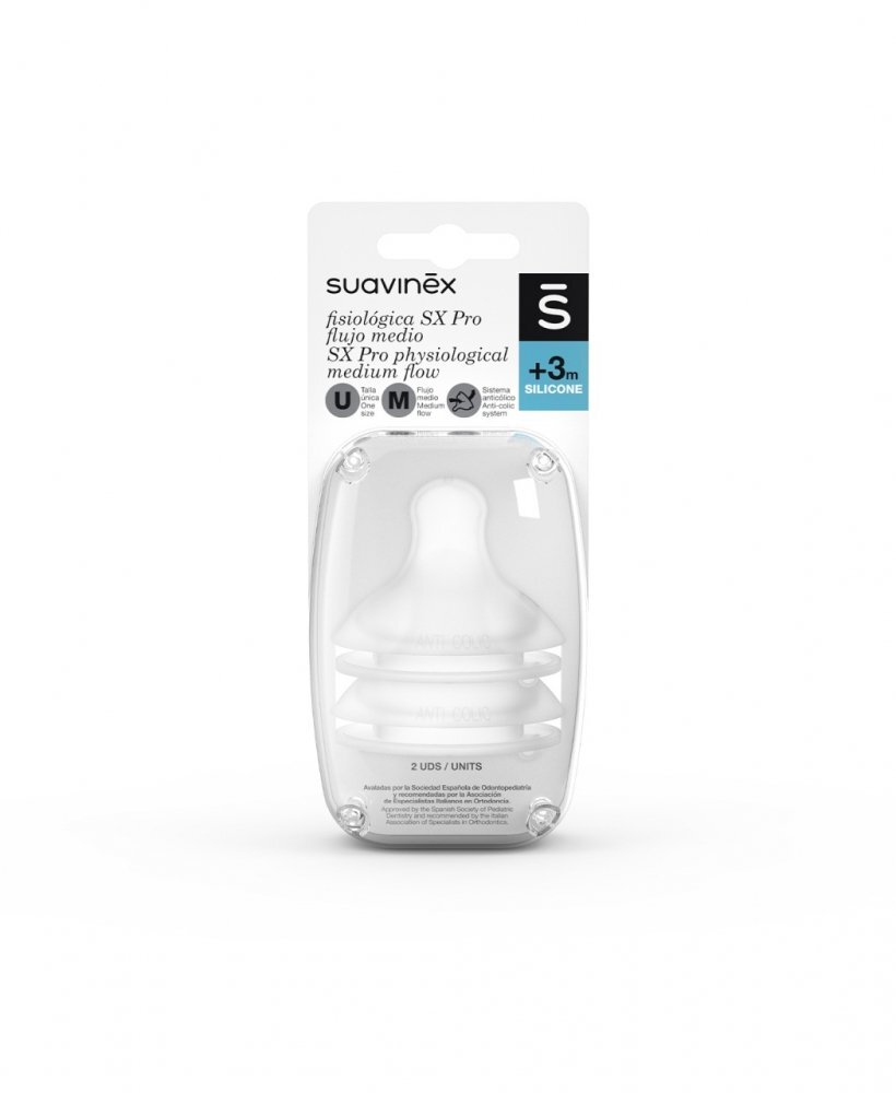Suavinex Set 2 tetine SX Pro cu debit mediu +3 luni