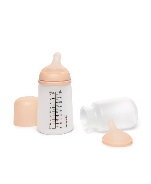 Suavinex Set biberon anticolici si tetina cu debit mediu plus saculet silicon Zero Zero 270 ml