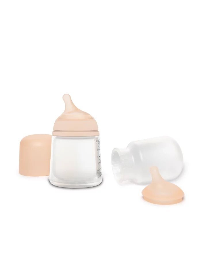 Suavinex Set biberon anticolici si tetina cu debit variabil plus saculet silicon Zero Zero 180 ml