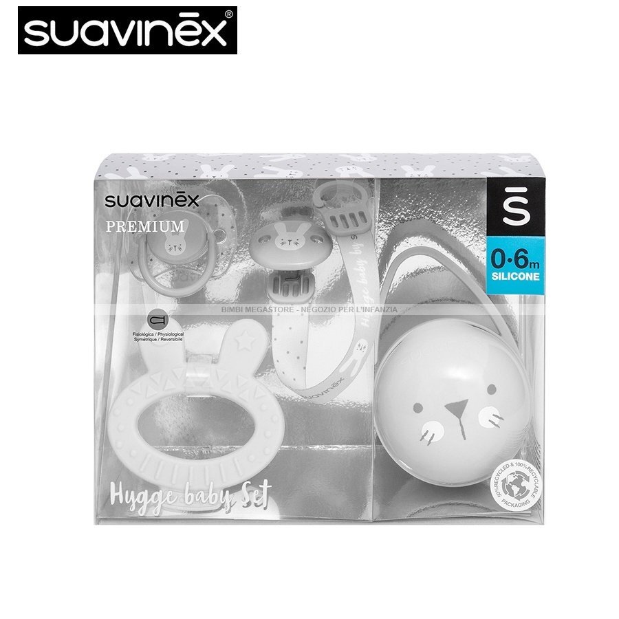 Suavinex Set cadou nou nascut cu 4 articole iepuras gri Hygge