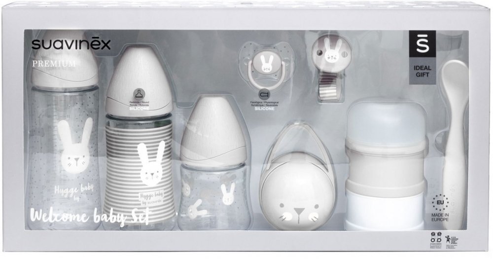Suavinex Set hranire nou nascut Hygge Welcome baby gri