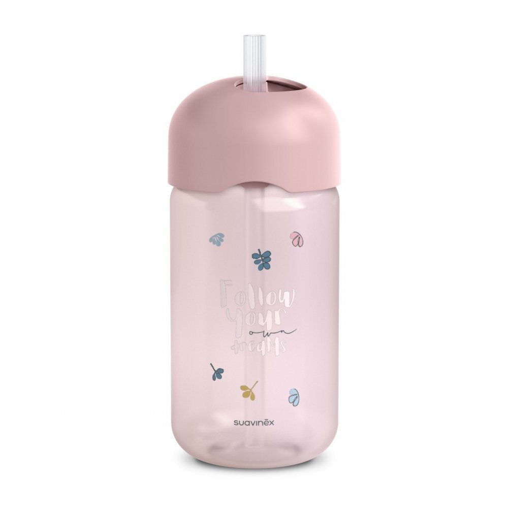 Suavinex Sticla de apa fara picurare Bears 340 ml roz