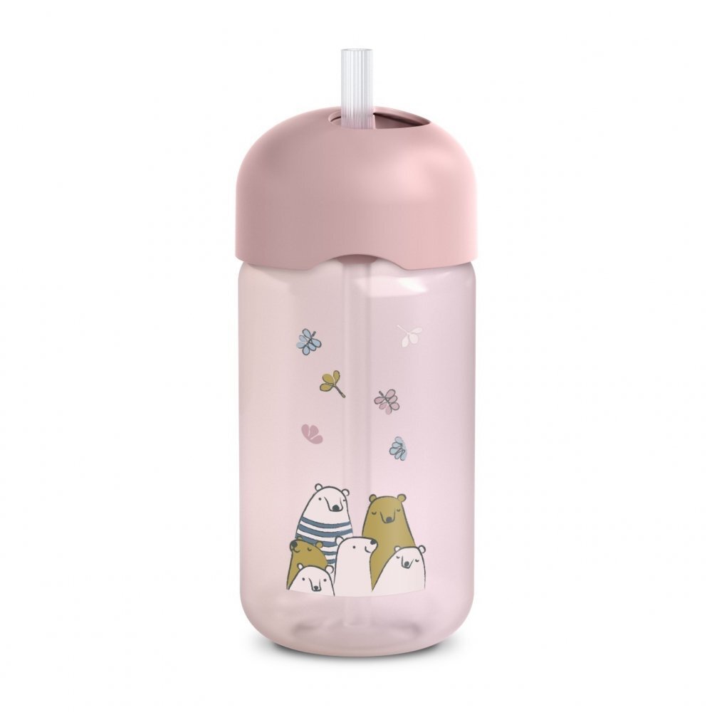 Suavinex Sticla de apa fara picurare Bears 340 ml roz