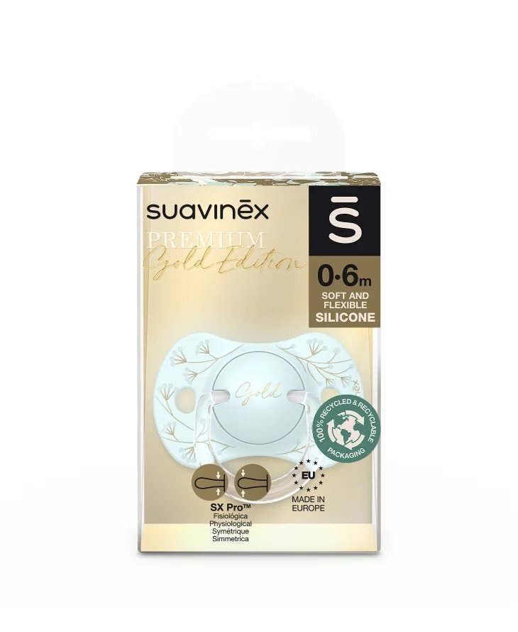 Suavinex Suzeta fiziologica SX Pro din silicon 0-6 luni albastru Gold Premium