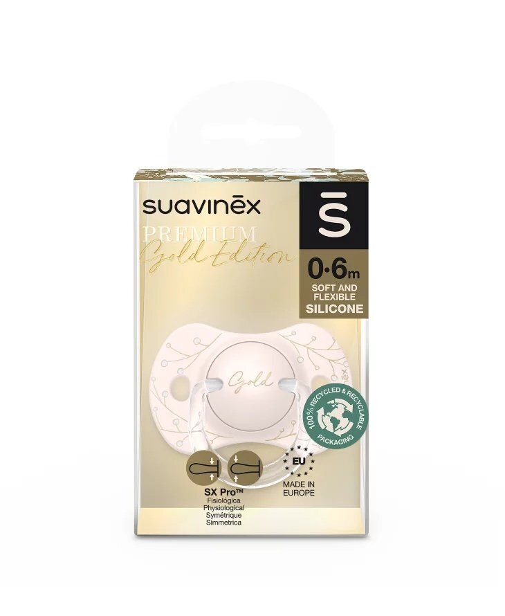 Suavinex Suzeta fiziologica SX Pro din silicon 0-6 luni roz Gold Premium