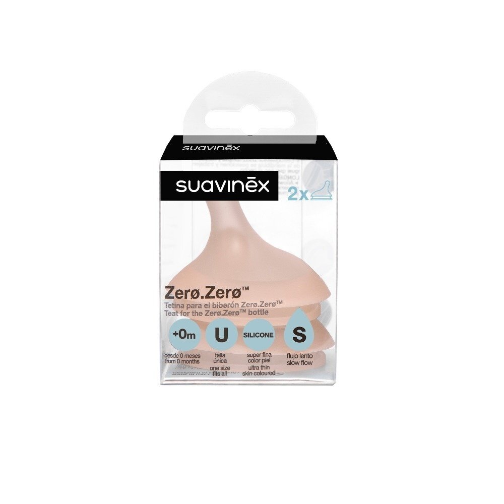 Suavinex Tetina silicon anticolici marime S debit lent +0 luni Zero Zero 2 buc