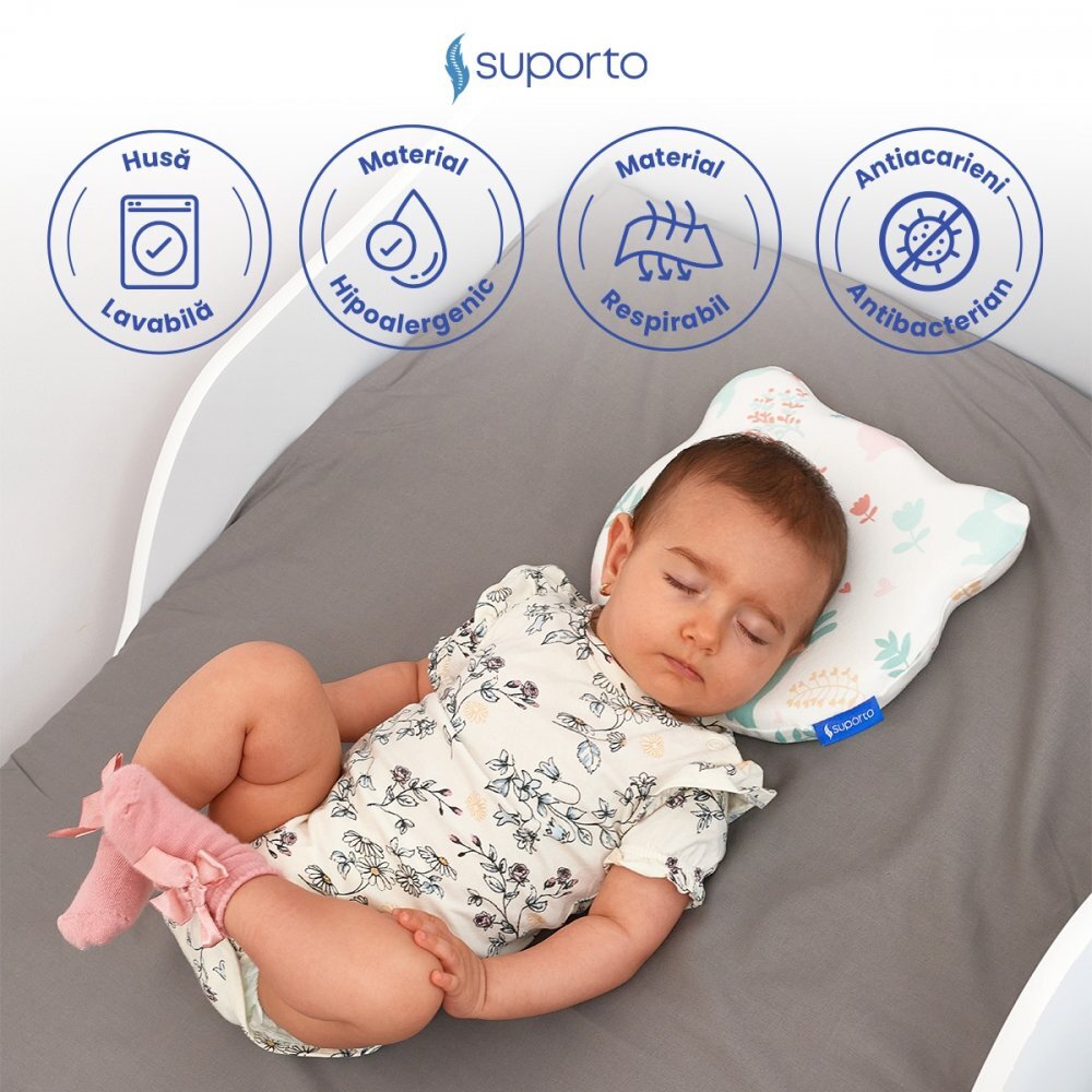 Suporto Fata de perna din bumbac pentru bebelusi Alb model cu iepurasi