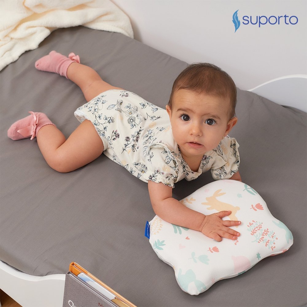 Suporto Fata de perna din bumbac pentru bebelusi Alb model cu iepurasi