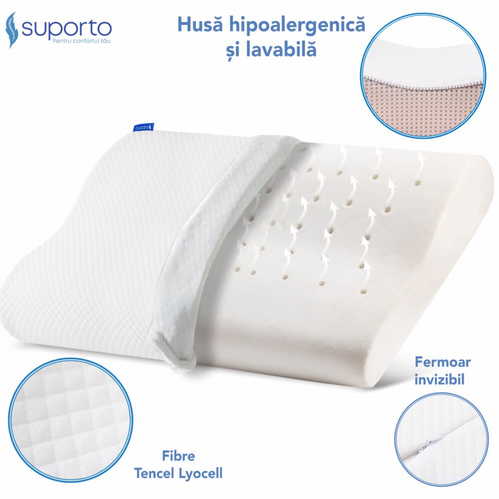 Suporto Husa de schimb pentru perna ergonomica hipoalergenica