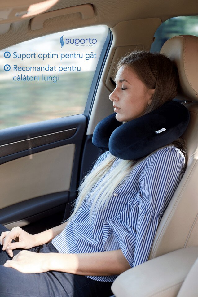 Suporto Perna clasica neagra pentru gat Travel din spuma cu memorie