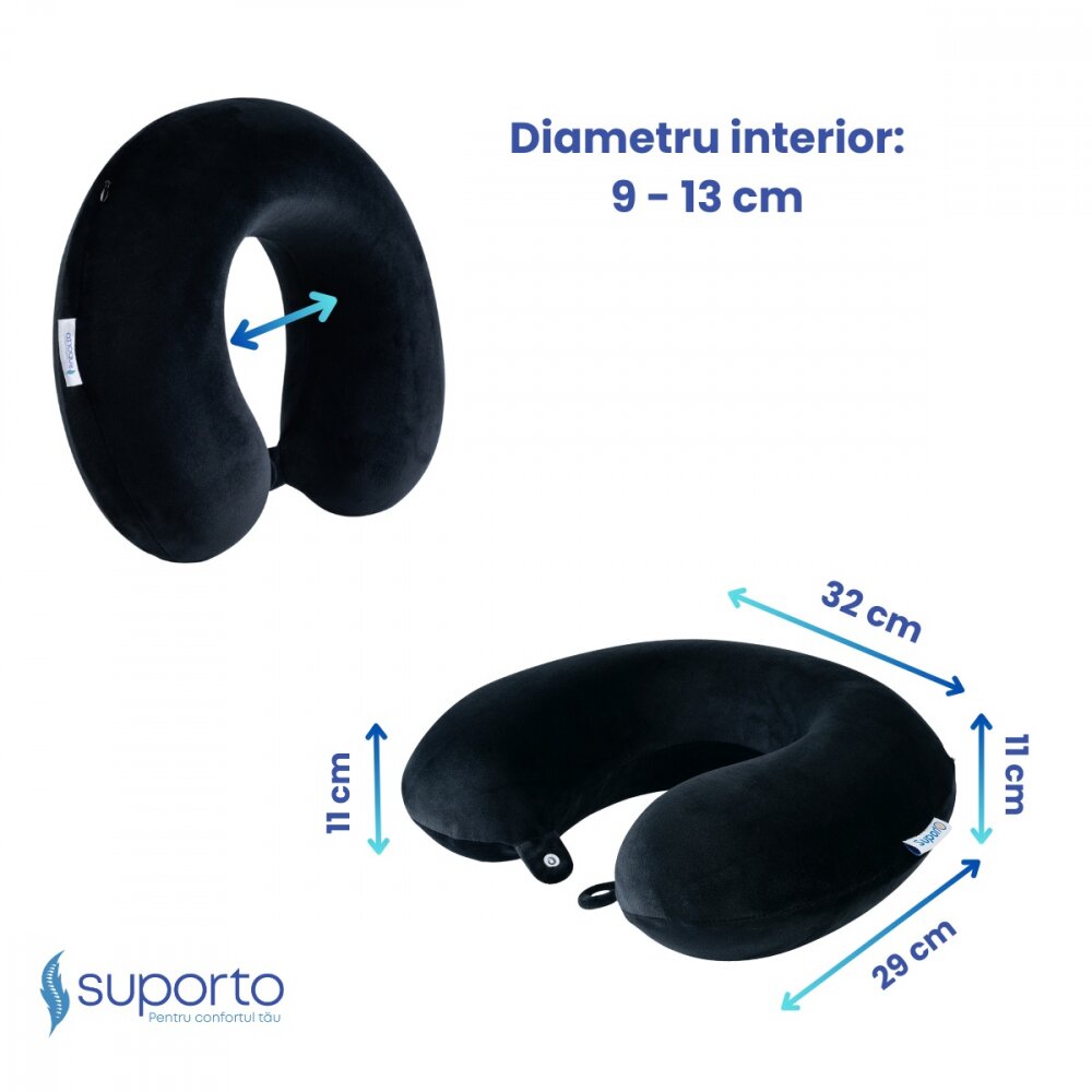 Suporto Perna clasica neagra pentru gat Travel din spuma cu memorie