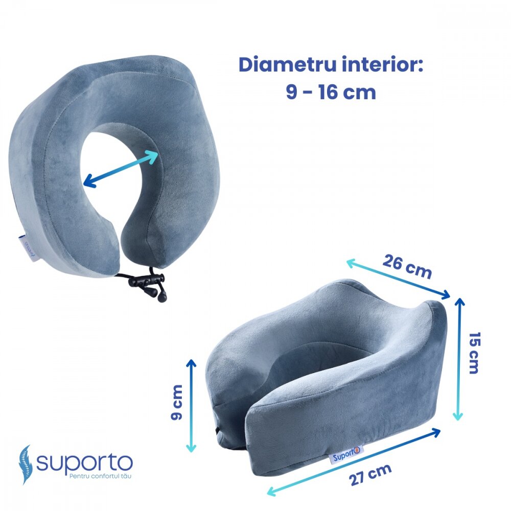 Suporto Perna de calatorie gri arcuita cu suport inalt Travel din spuma cu memorie
