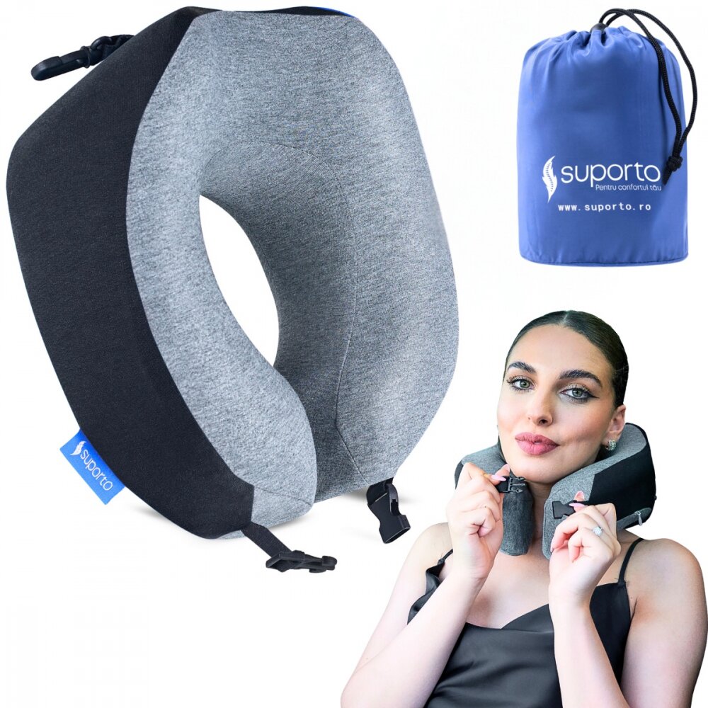 Suporto Perna de calatorie neagra Travel Companion din spuma cu memorie