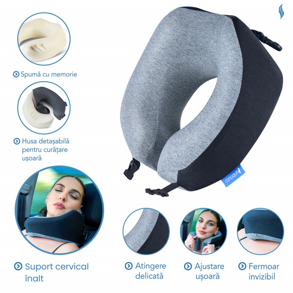 Suporto Perna de calatorie neagra Travel Companion din spuma cu memorie