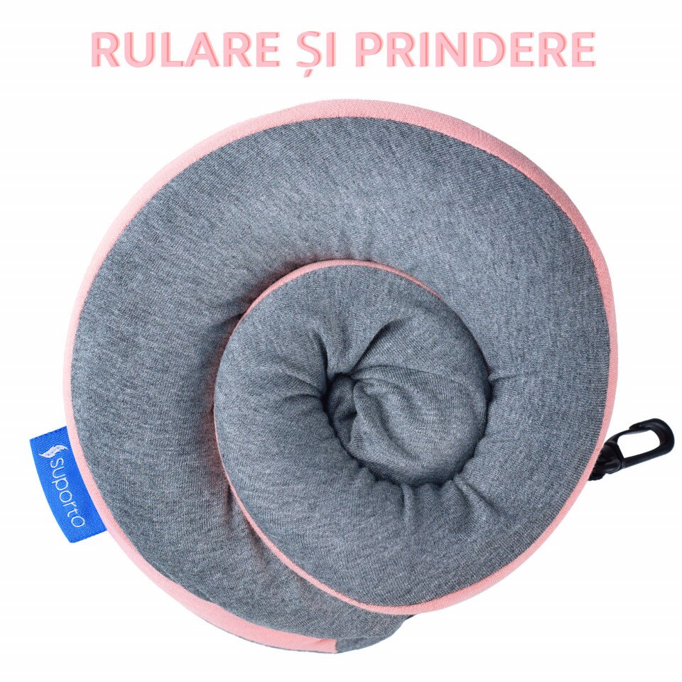 Suporto Perna de calatorie roz Travel Companion din spuma cu memorie