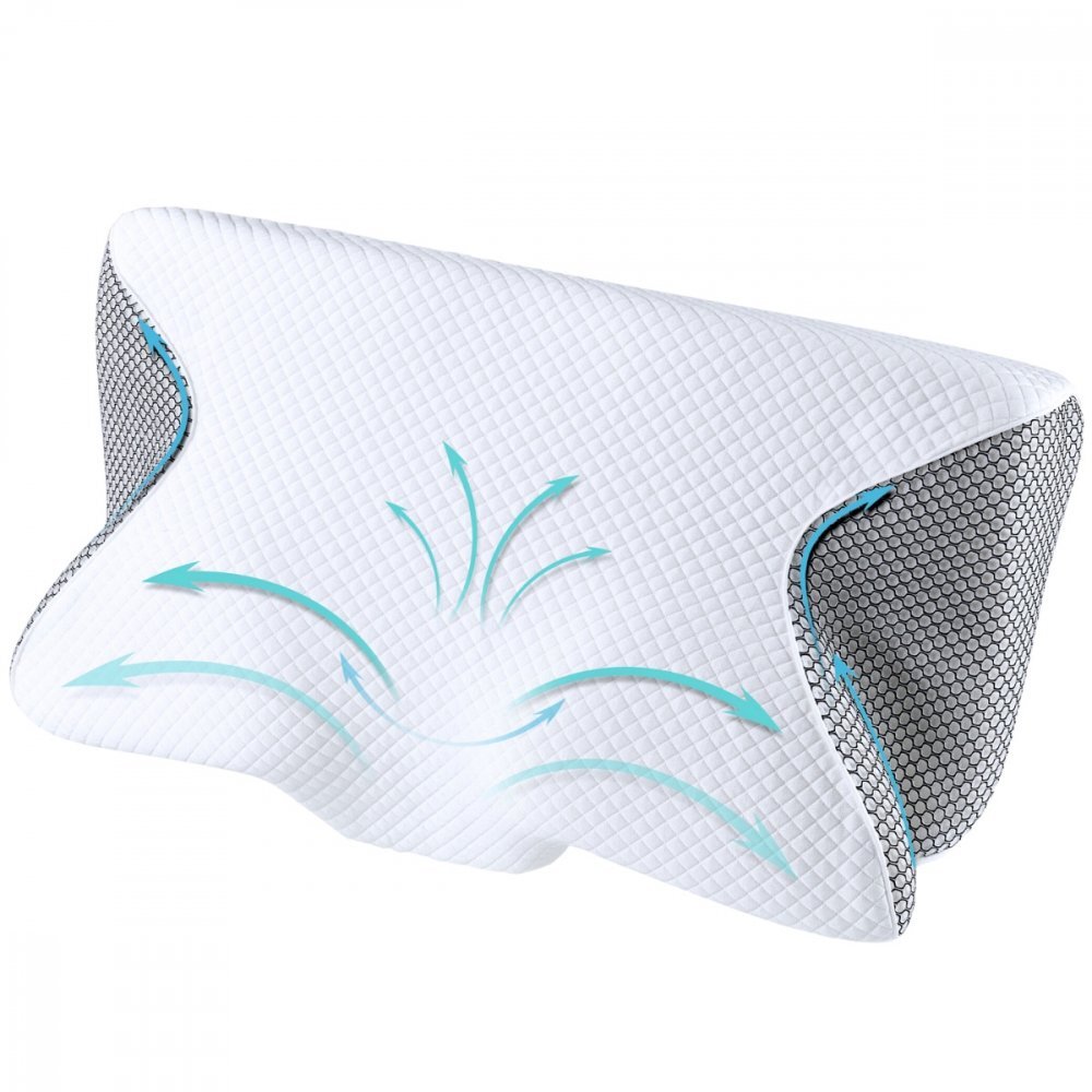 Suporto Perna ortopedica cervicala pentru dormit cu extensii si suport ergonomic pentru gat Negru din spuma cu memorie