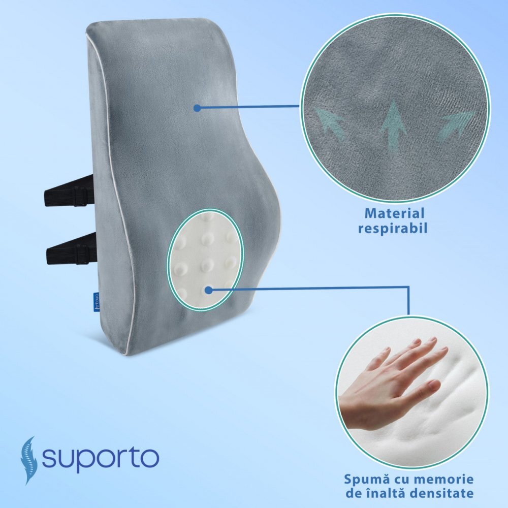 Suporto Perna ortopedica lombara completa pentru postura si dureri de spate Gri