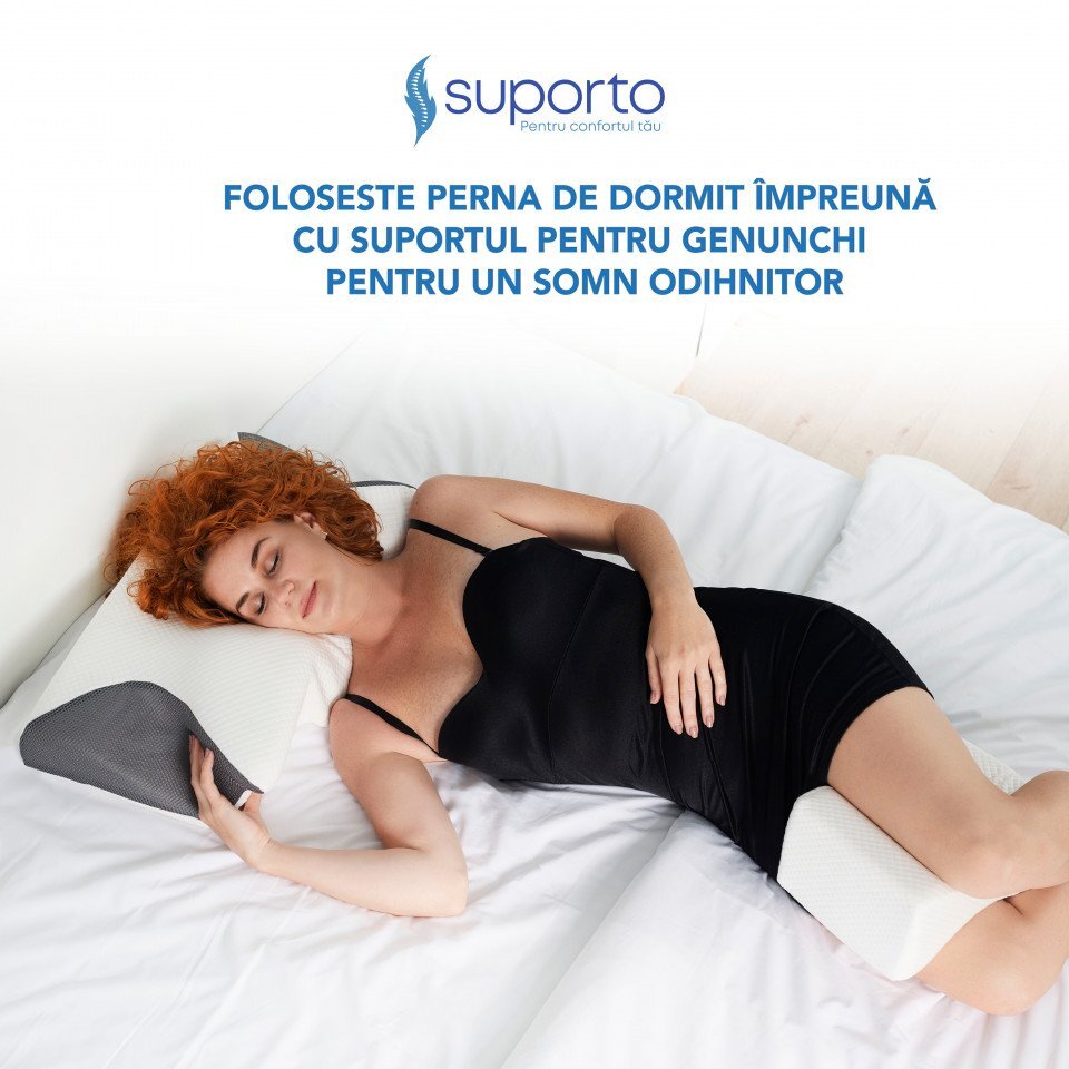 Suporto Perna ortopedica pentru cervicala din spuma cu memorie si extensii - cu infuzie de carbon