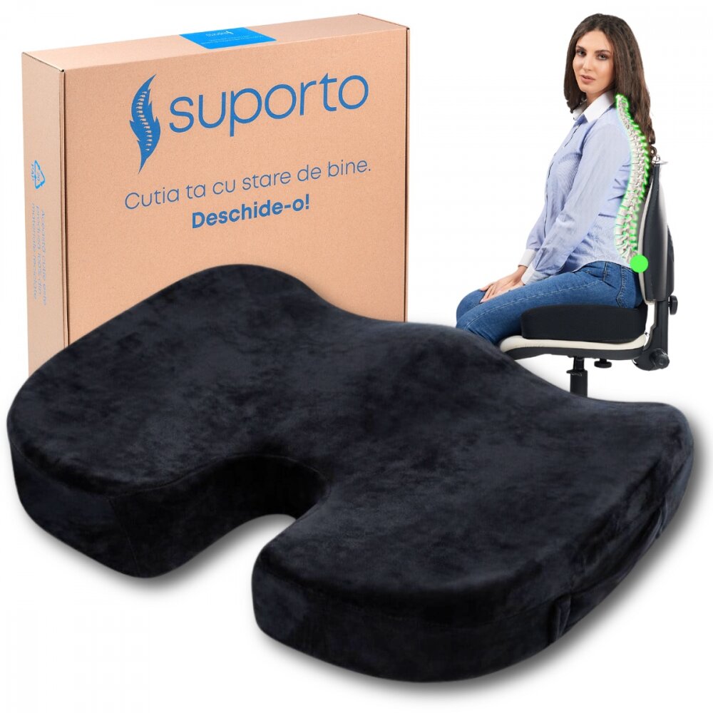 Suporto Perna ortopedica pentru sezut si coccis din spuma cu memorie si cu fermitate extra