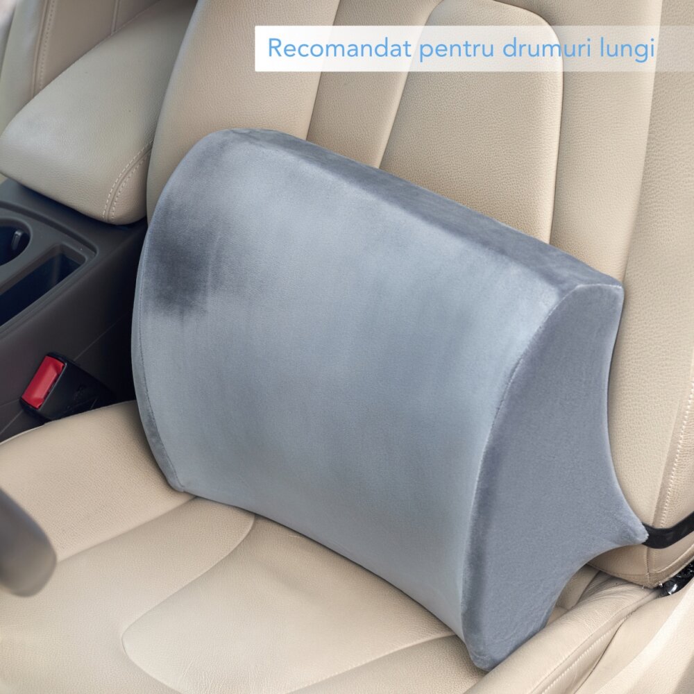 Suporto Set 2 perne ortopedice Coccis perna lombara si perna pentru sezut din spuma cu memorie gri