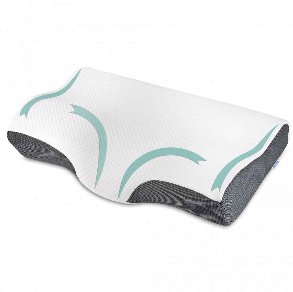 Suporto Set 2 perne ortopedice cu suport pentru gat din spuma cu memorie cu perforatii 60 x 34 x 117 cm