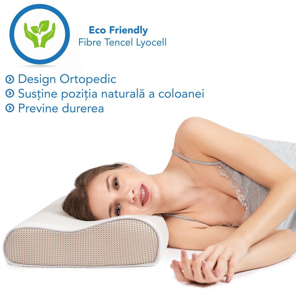Suporto Set 2 perne ortopedice din spuma cu memorie 55 x 35 x 11 cm cu perforatii