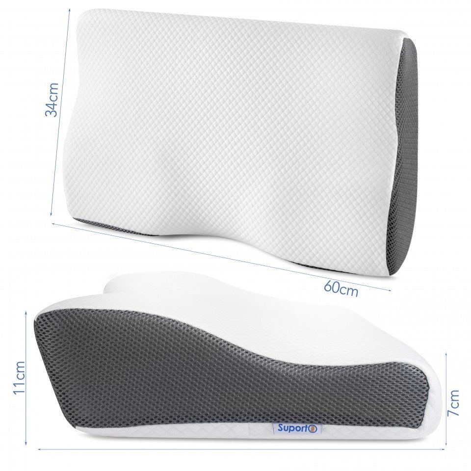 Suporto Set 4 perne cu suport pentru gat din spuma cu memorie 60 x 34 x 117 cm cu perforatii