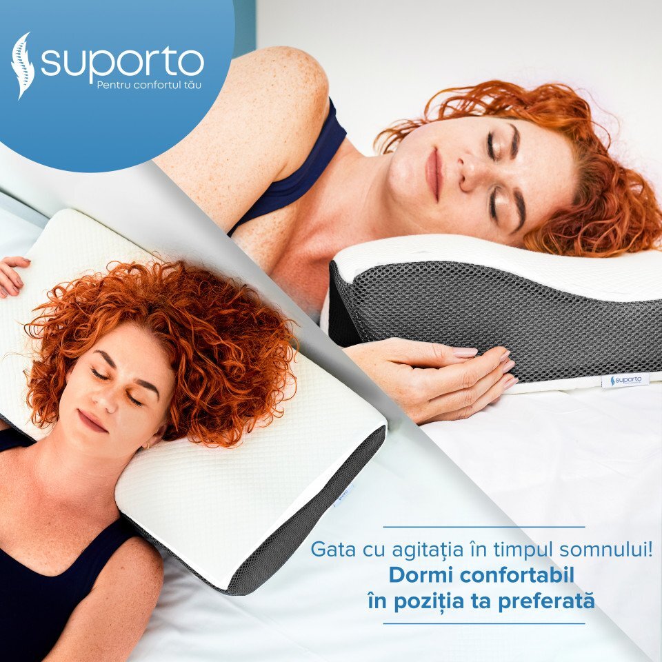 Suporto Set 4 perne cu suport pentru gat din spuma cu memorie 60 x 34 x 117 cm cu perforatii