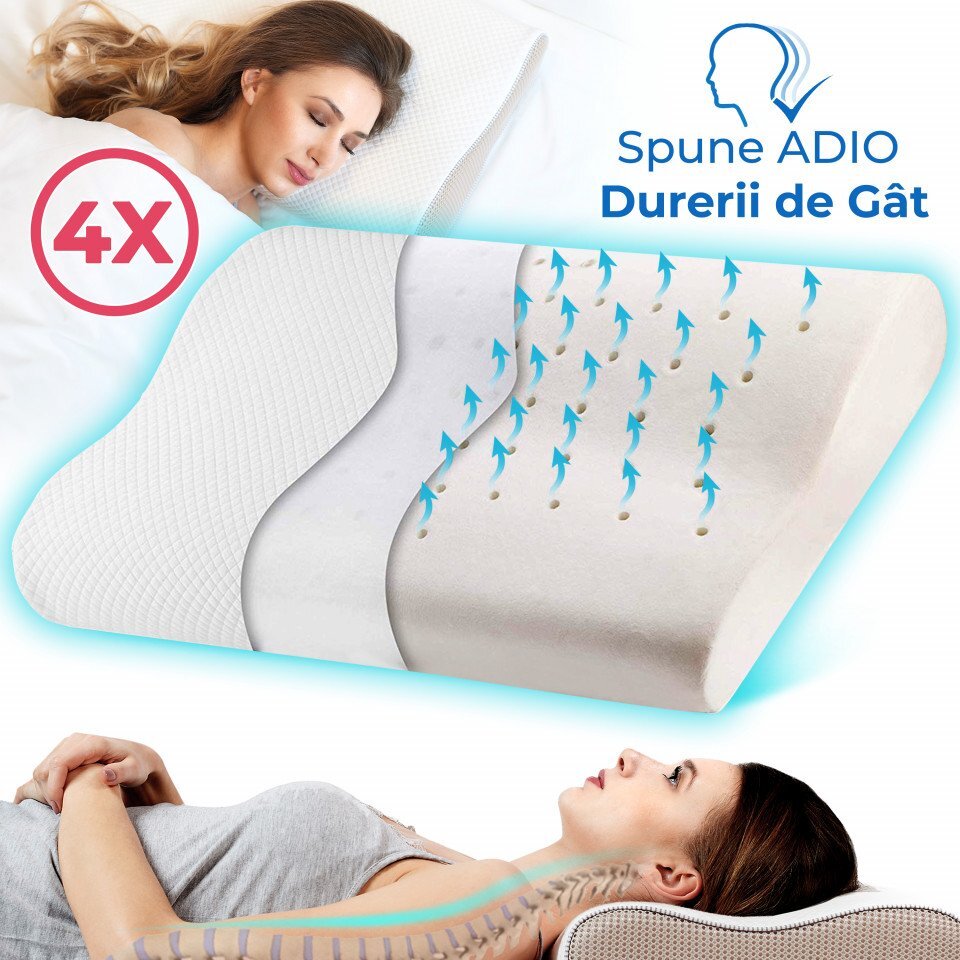 Suporto Set 4 perne ortopedice din spuma cu memorie 55 x 35 x 11 cm cu perforatii