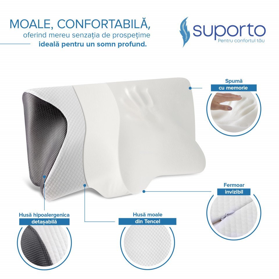 Suporto Set 4 perne ortopedice din spuma cu memorie cu extensii