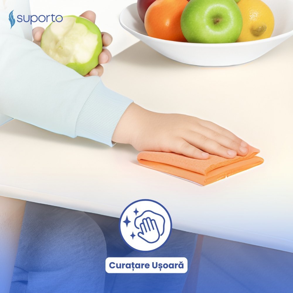 Suporto Set masa si 2 scaune pentru copii Crem din lemn MDF scaun in forma de ursulet varsta 3-6 ani cu margini rotunde