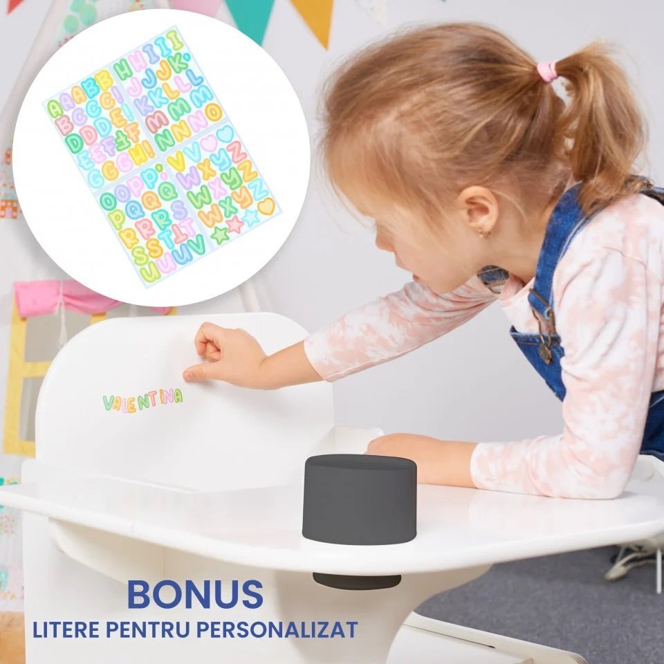 Suporto Set masuta cu scaun incorporat pentru copii 3 in 1 din lemn Mdf 3-6 ani alb-gri