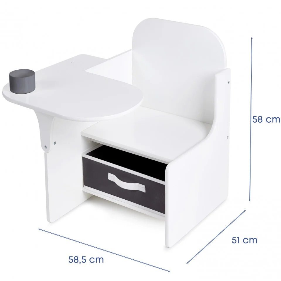 Suporto Set masuta cu scaun incorporat pentru copii 3 in 1 din lemn Mdf 3-6 ani alb-gri