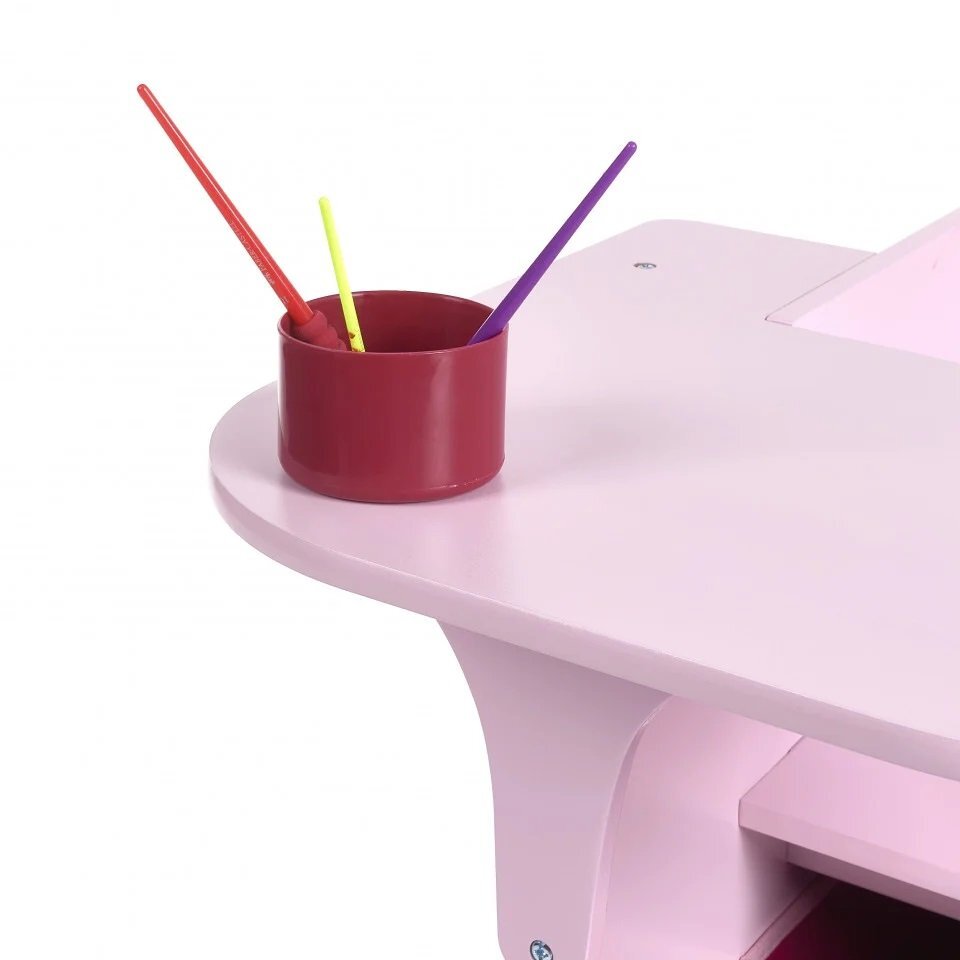 Suporto Set masuta cu scaun incorporat pentru copii 3 in 1 din lemn Mdf 3-6 ani roz