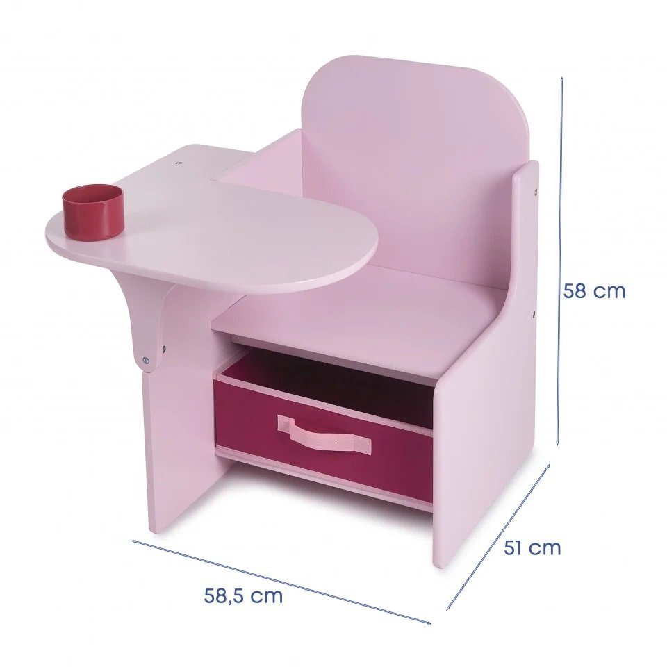 Suporto Set masuta cu scaun incorporat pentru copii 3 in 1 din lemn Mdf 3-6 ani roz