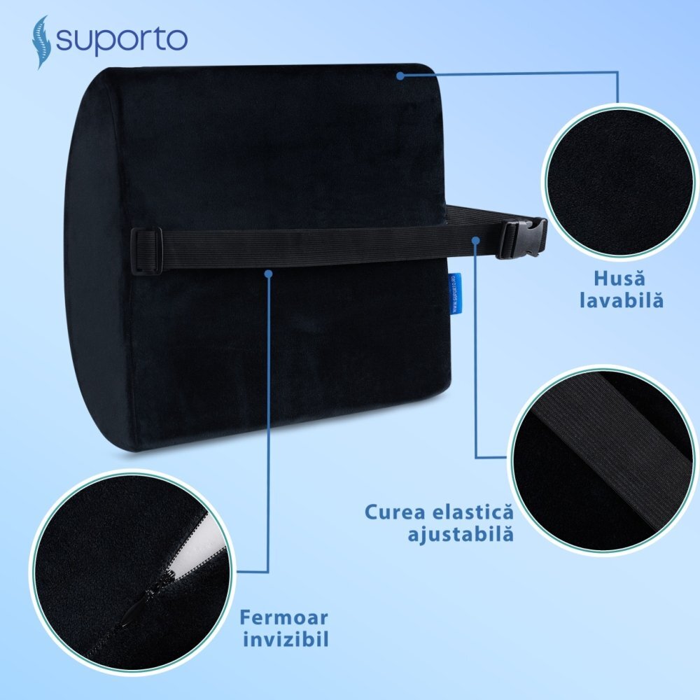 Suporto Set perna de sezut Extra coccis si perna lombara slim negru