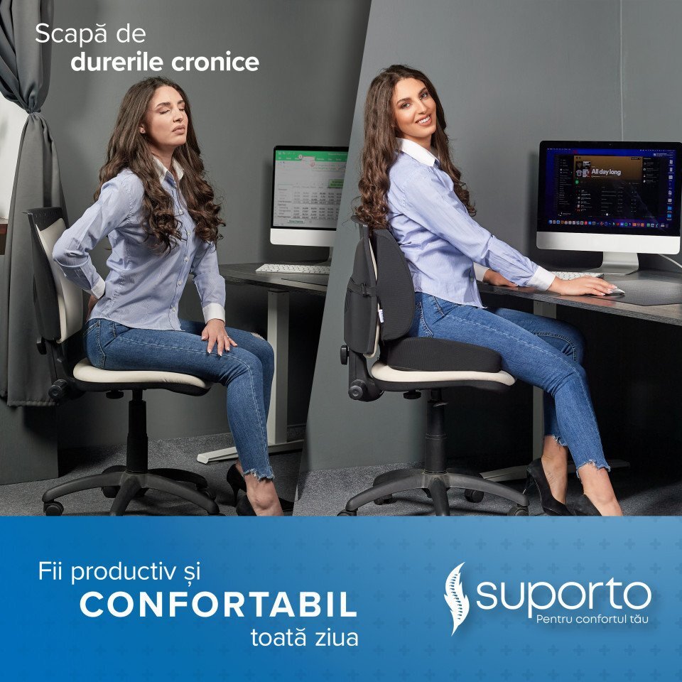 Suporto Set perna de sezut si perna lombara inalta Confort Complet Negru