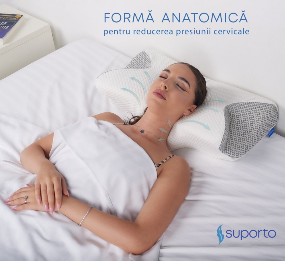Suporto Set perna ortopedica cervicala pentru dormit cu extensii negre + masca de dormit 3D cu saculet verde smarald ideale pentru ochi obositi si un somn odihnitor