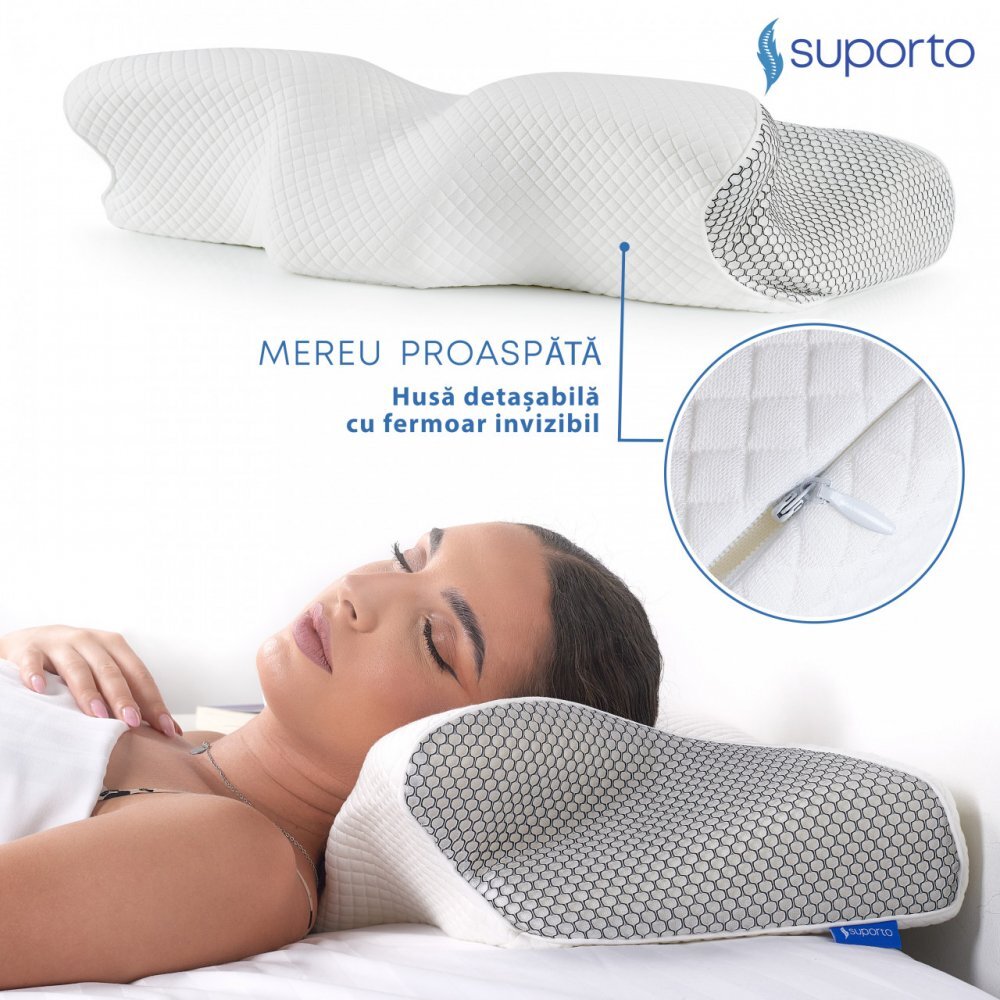 Suporto Set perna ortopedica cervicala pentru dormit cu extensii negre + masca de dormit 3D cu saculet verde smarald ideale pentru ochi obositi si un somn odihnitor