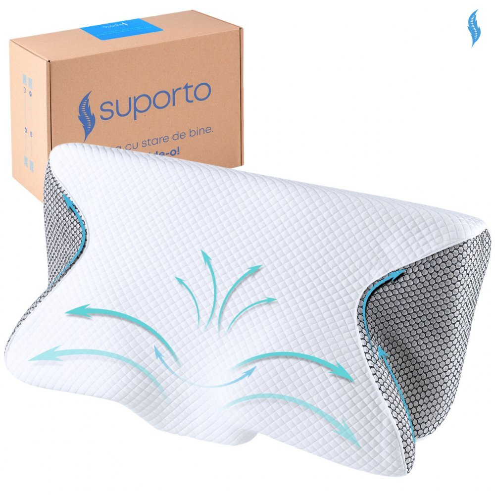 Suporto Set perna ortopedica cervicala pentru dormit cu extensii negre + masca de dormit 3D cu saculet verde smarald ideale pentru ochi obositi si un somn odihnitor