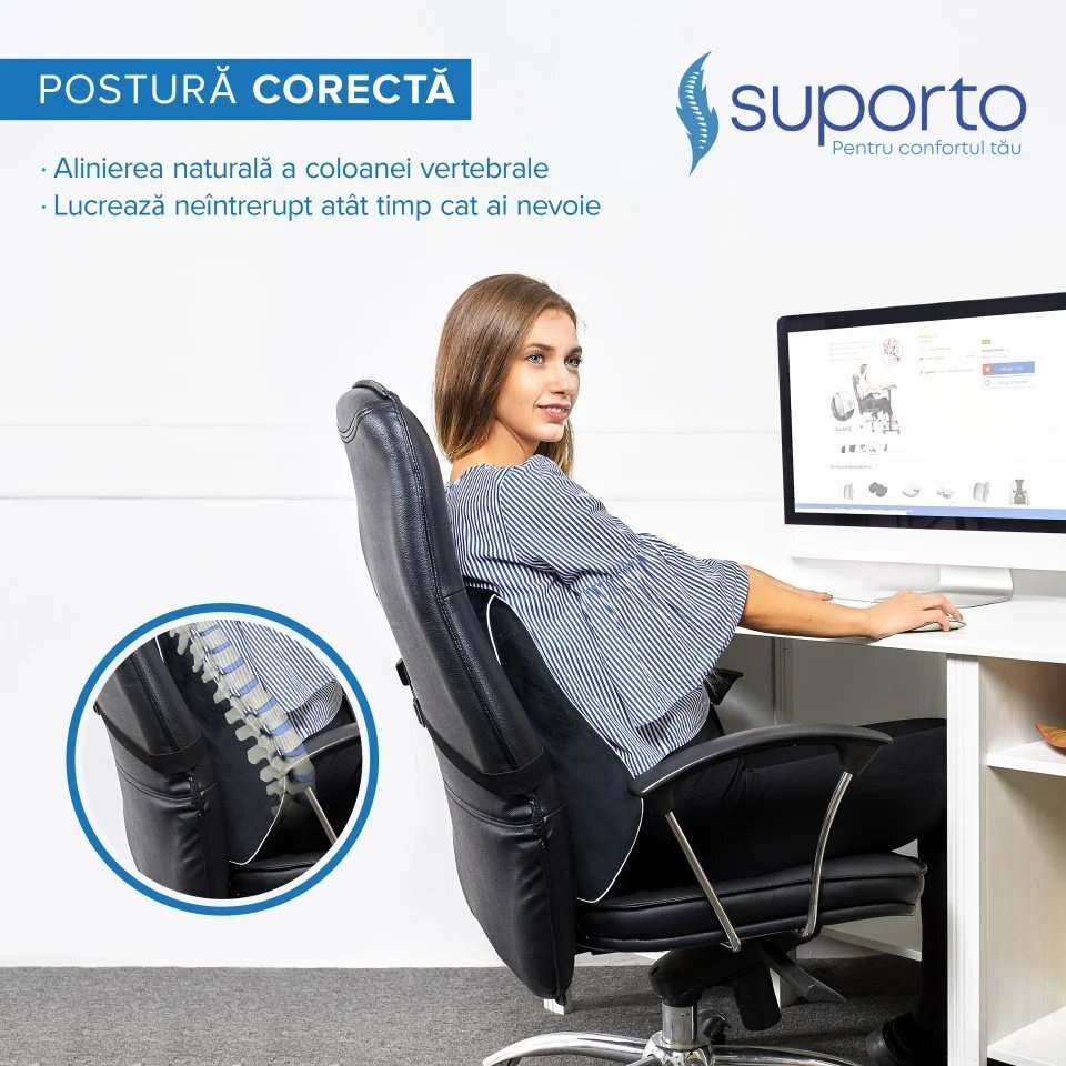 Suporto Set perna ortopedica lombara completa si perna sezut Donut din spuma cu memorie negru