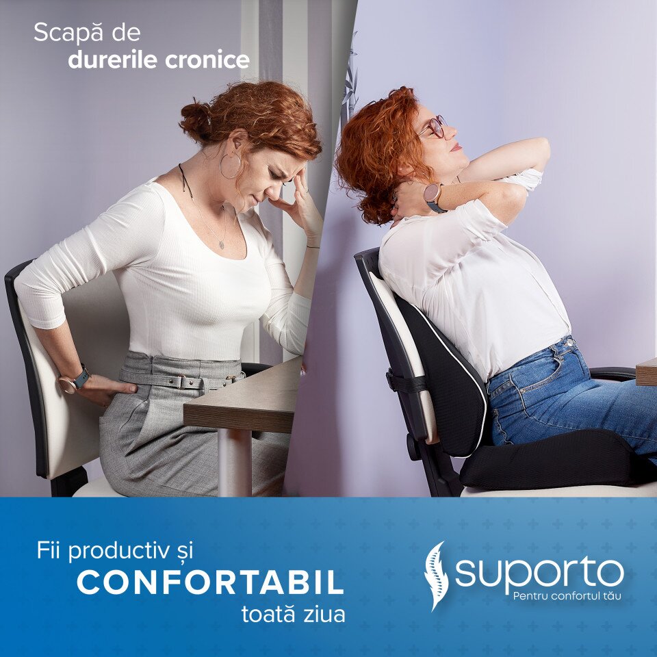 Suporto Set perna pentru sezut si perna lombara Compact negru