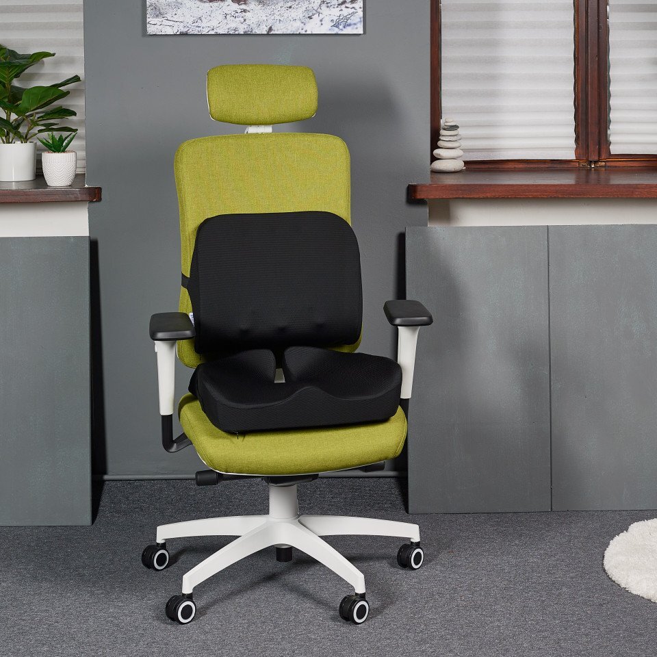Suporto Set perna sezut confort si perna lombara compact Negru