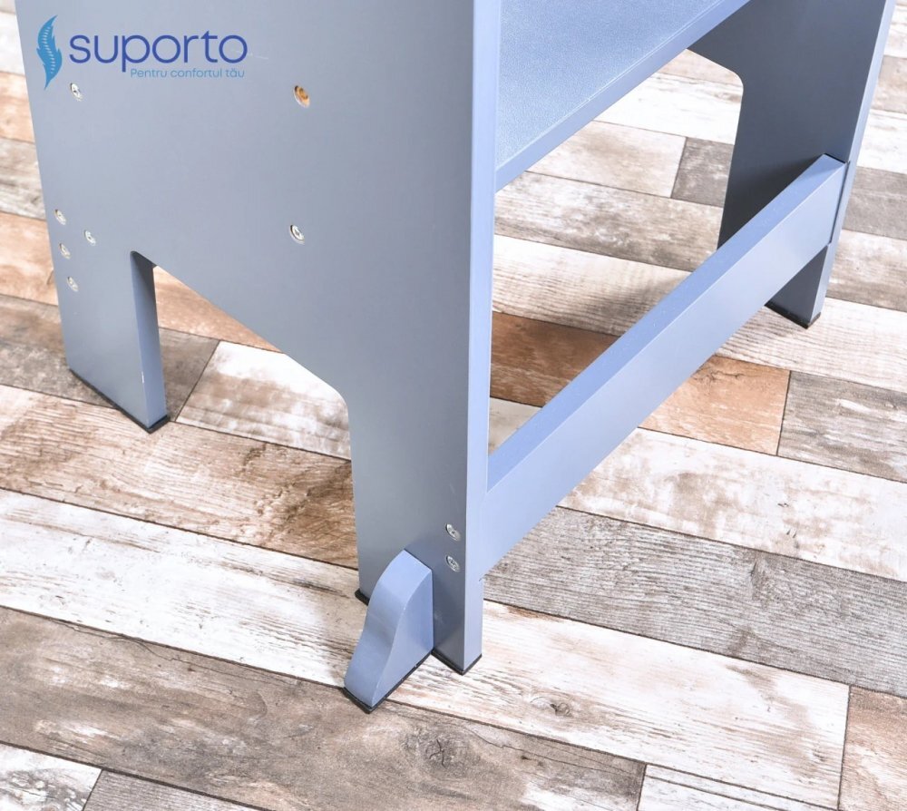 Suporto Turn de invatare tip Learning tower pentru copii Gri rol de inaltator cu treapta de urcare reglabila antiderapanta si balustrade de protectie