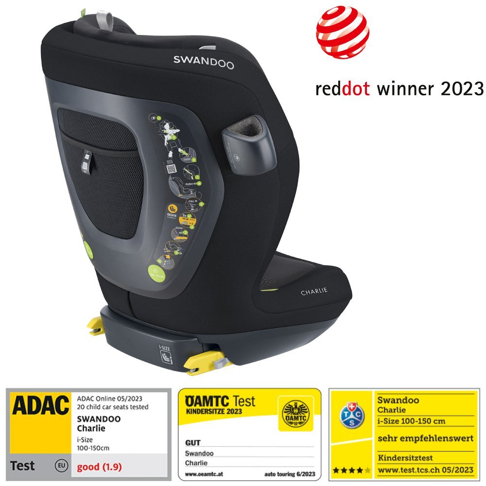 Swandoo Scaun auto Charlie i-Size Chia Black testat Adac