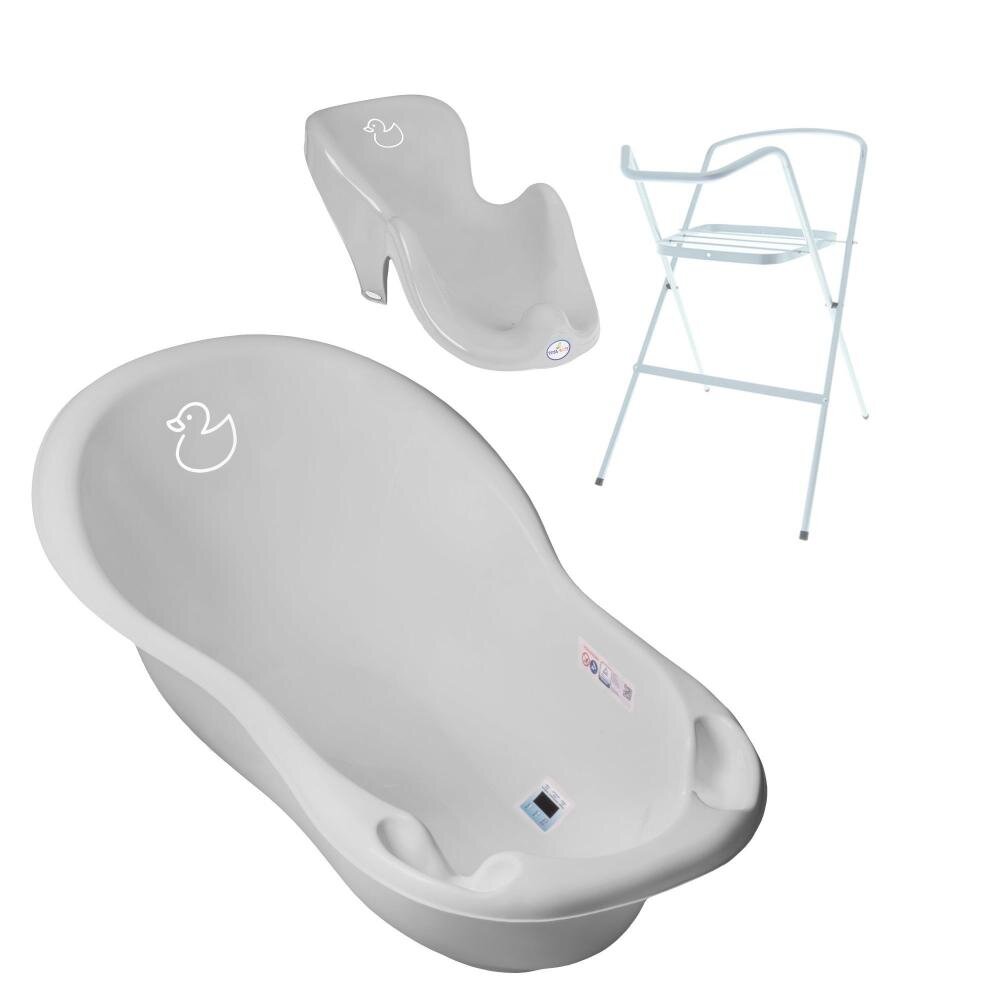 TEGA BABY Set Cadita 102 cm cu suport metalic si suport anatomic Duck Gri