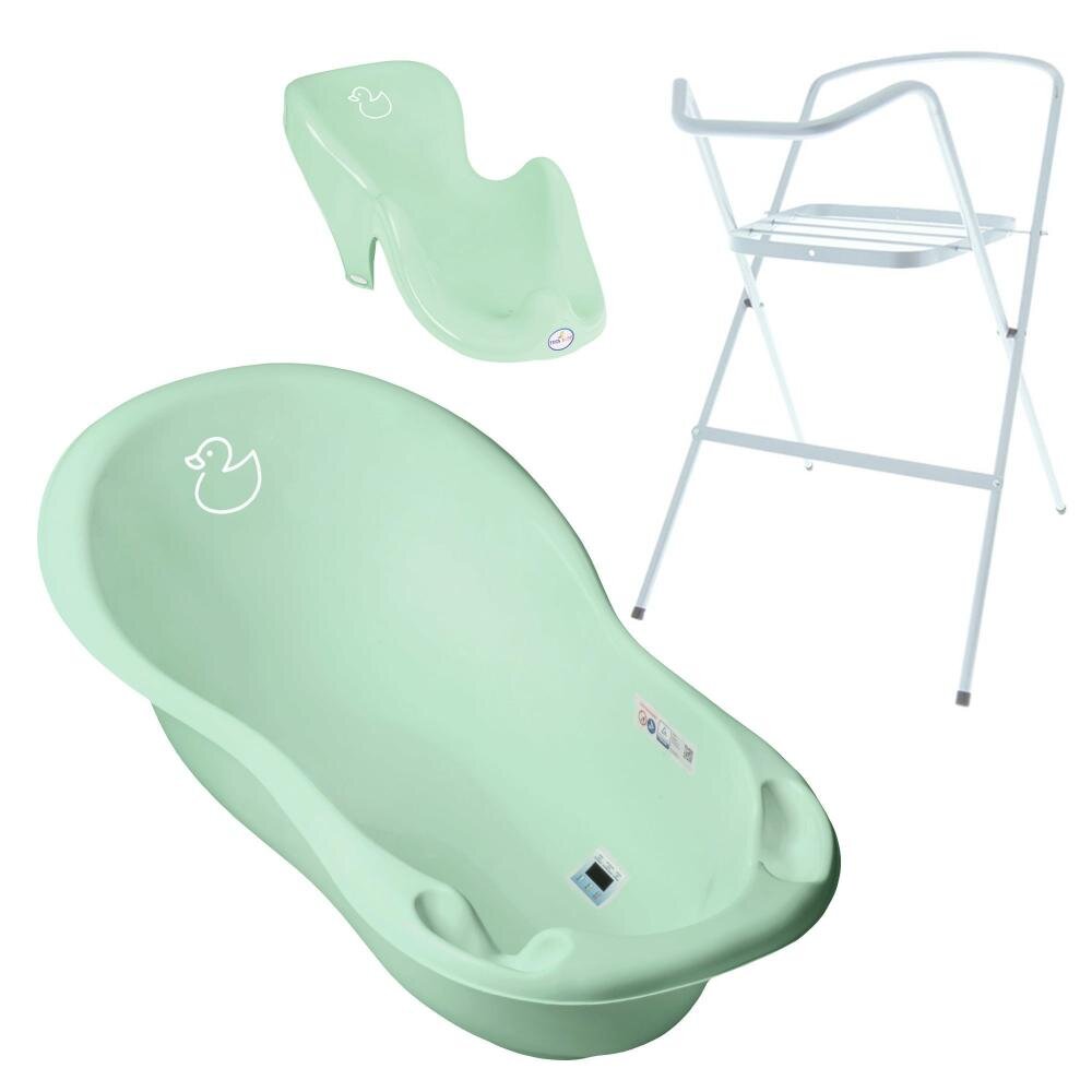TEGA BABY Set Cadita 102 cm cu suport metalic si suport anatomic Duck Mint